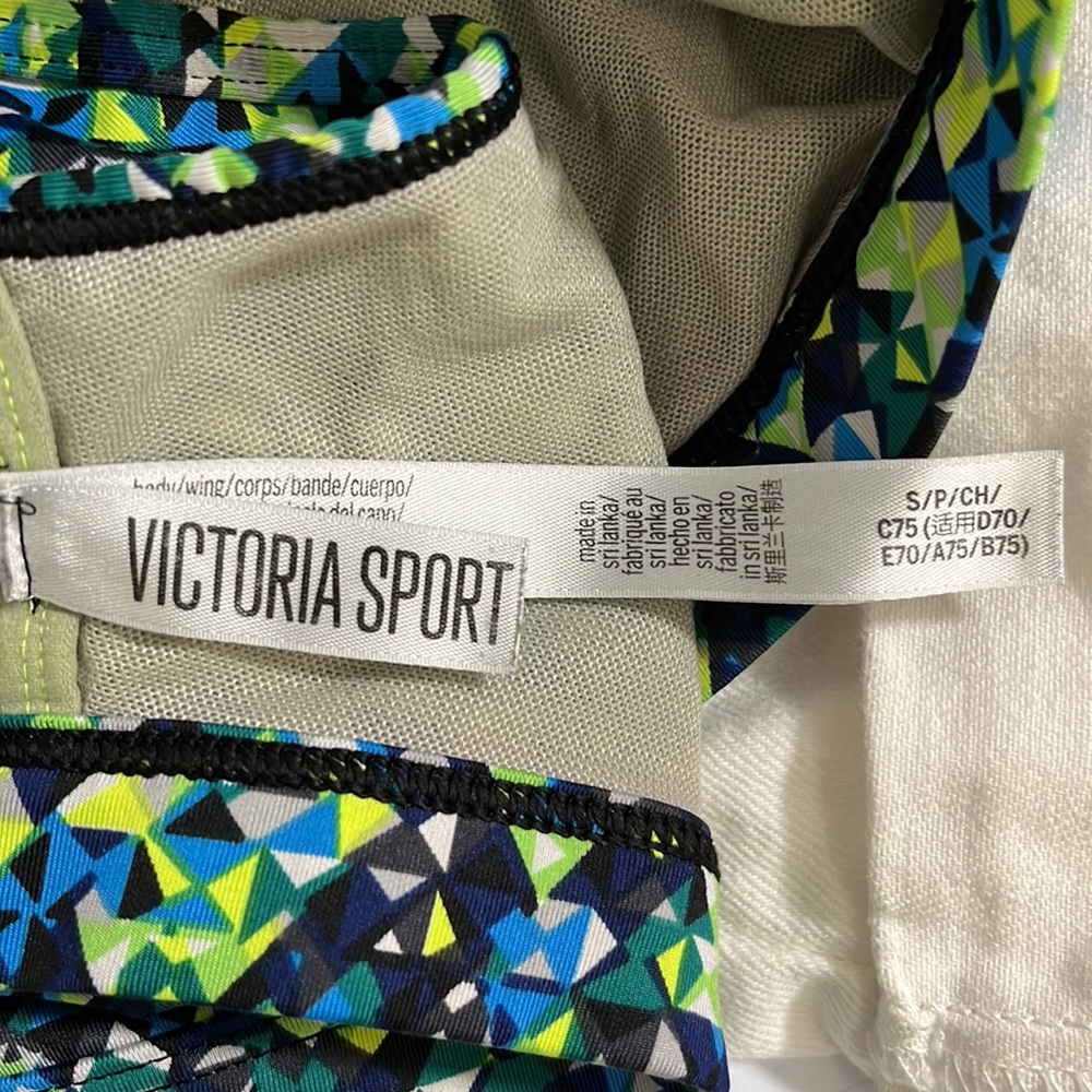 Victoria’s Secret Sport V-neck Racerback Geometric Pattern Sports Bra Size S - Picture 5 of 6